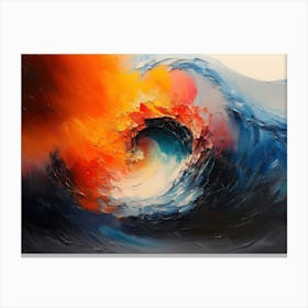 Abstract Rainbow Colour Palette Knife Oil Wave Painting Canvas Print