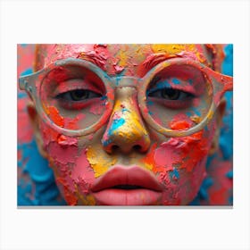 Psychedelic Portrait: Vibrant Expressions in Liquid Emulsion Face Painting Canvas Print