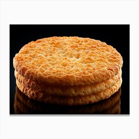Biscuits On A Black Background Canvas Print