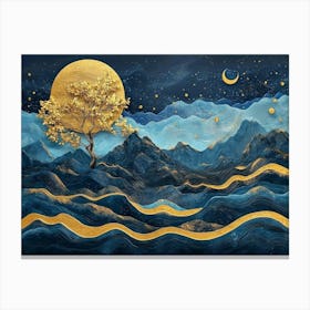 Moon And The Mountains Canvas Print