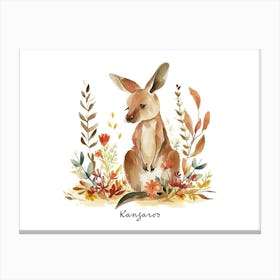 Little Floral Kangaroo 2 Poster Canvas Print