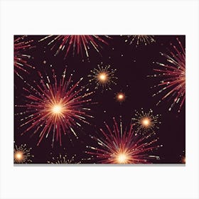 Multiple Fireworks Exploding In The Night Sky, Creating A Vibrant And Colorful Display 1 Canvas Print