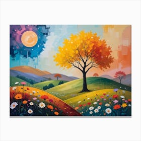 Tree In The Field Canvas Print