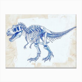 T Rex Skeleton Hand Drawn Blueprint 2 Canvas Print