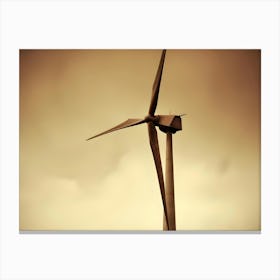 A Single Wind Turbine Stands Tall Against A Sepia Toned Sky Canvas Print