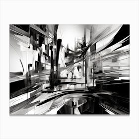Distorted Reality Abstract Black And White 8 Canvas Print