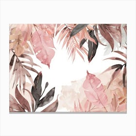 Pink Tropical Leaves 1 Canvas Print
