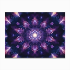 Abstract Image Of A Mandala Like Pattern In Shades Of Purple, Pink, And White, With A Glowing Center Canvas Print