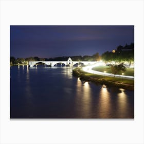 Pont D'Avignon At Night Canvas Print