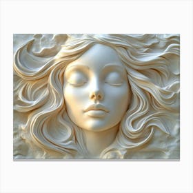 3d Relief Of Serene Woman S Face Art Canvas Print