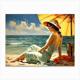 Lady On The Beach Canvas Print