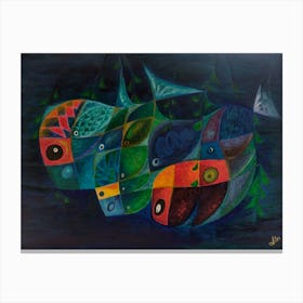 Living Room Art, Shoal Of Fish Canvas Print