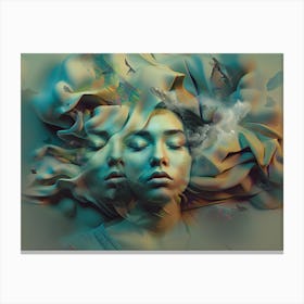 Trippy, faces, artwork print, "Freeing Yourself" Canvas Print