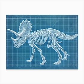 Triceratops Skeleton Hand Drawn Blueprint 2 Canvas Print