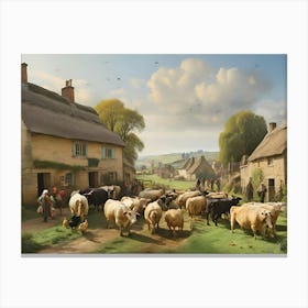 Country Village paintings art print Canvas Print