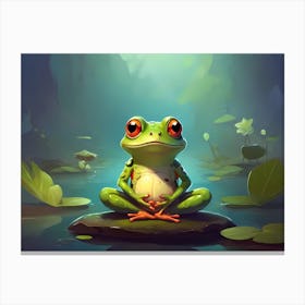 Frog In The Water Canvas Print