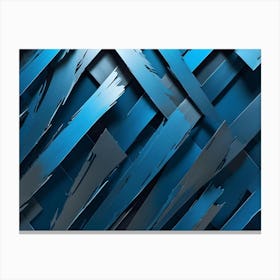 Intersecting Blue Stripes With A Brushstroke Texture Create A Dynamic, Layered Pattern Canvas Print