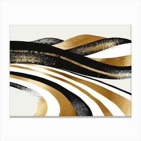 Gold And Black Stripes 1 Canvas Print