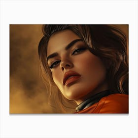 Woman In An Orange Jacket Canvas Print