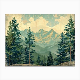 Retro Landscape Illustration 7 Canvas Print