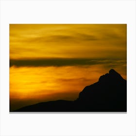 Silhouette Of Mountain At Sunset in Huelva, Spain Canvas Print