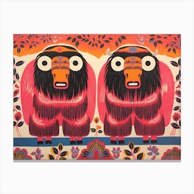 Muskox 2 Folk Style Animal Illustration Canvas Print