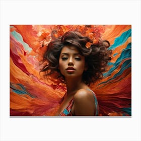 Beautiful Woman With Colorful Wings Canvas Print