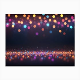 A Dark Background With A Scattering Of Blurred, Colorful Bokeh Lights, Creating A Festive And Celebratory Feel Canvas Print