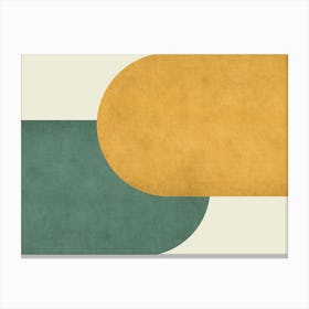 Halfmoon Colorblock - Mid-century Modern Abstract Minimalist Green Gold Canvas Print