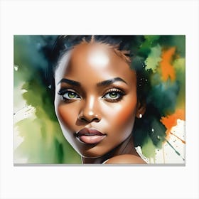 A Painting Of A Beautiful Woman With Green Eyes Canvas Print