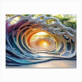 3d Relief Art with Painting of a Colorful 3d Wave 1 Canvas Print