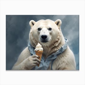 Polar Bear Eating Ice Cream Canvas Print
