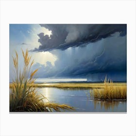 Rain Curtain Across The Marsh Canvas Print