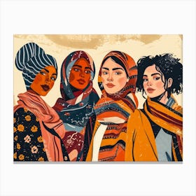 Women In Hijabs 4 Canvas Print