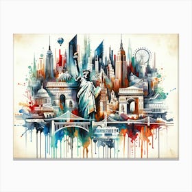 Abstract Watercolor New York Canvas Print