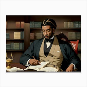 Black Man Reading A Book Canvas Print