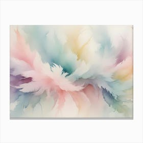 A Soft And Ethereal Image Of A Cluster Of Feathers In Shades Of Pink, Blue, And Green, Creating A Dreamy And Romantic Atmosphere Canvas Print