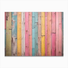 Colorful Wood Wall 4 Canvas Print