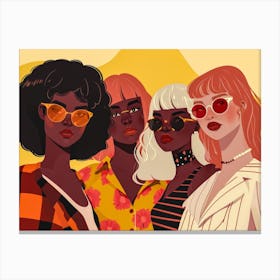 Illustration Of Women Wearing Sunglasses Canvas Print