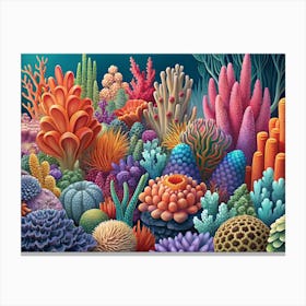 Vibrant Underwater Coral Reef Scene Canvas Print