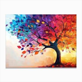 Elegant Colorful Tree With Vibrant Leaves Hanging Branches 4 Canvas Print