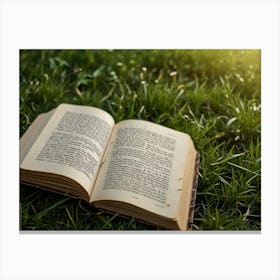 Open Book In The Grass 1 Canvas Print