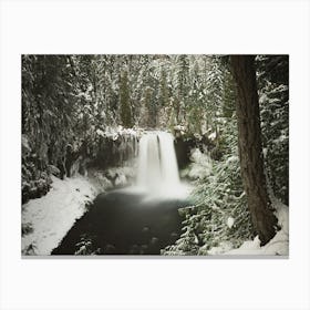 Waterfall In Winter Canvas Print