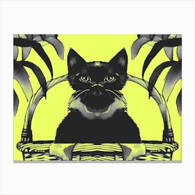 Black Kitty Cat Meow Yellow 1 Canvas Print