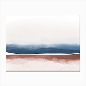 Minimal Watercolor Landscape Rust And Blue Canvas Print