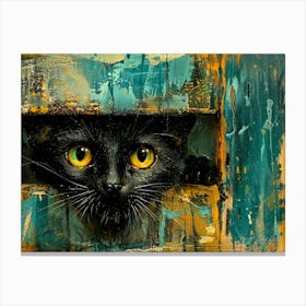 Cute Cat - Black Cat Peeking Canvas Print