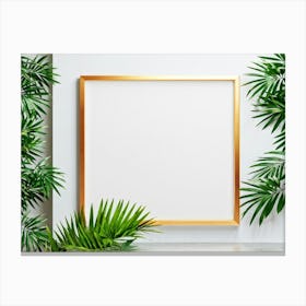 Square Composition Framed By A Modern Minimalist Jungle Inspired Decor Featuring A Graphic Style (1) Canvas Print