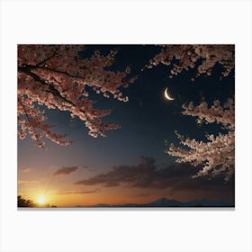 Cherry Blossoms At Sunset 1 Canvas Print