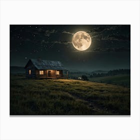 Full Moon Over Cabin 1 Canvas Print