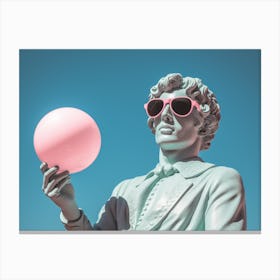 Pink Ball. Bubblegum Bust: Man, Pink Ball, and Home Display Statue. Canvas Print